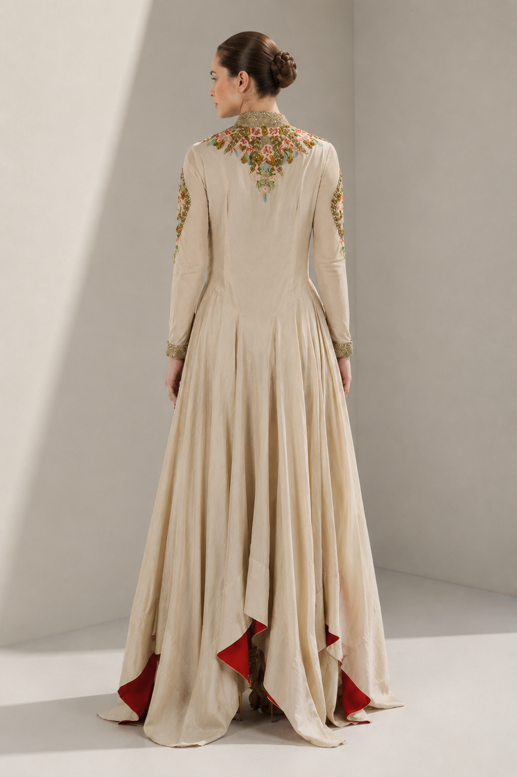 Front-Opening Embroidered Gown