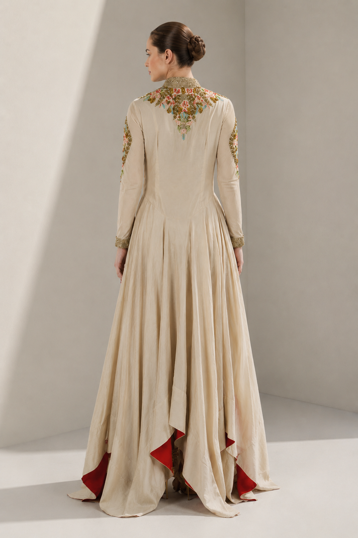 Front-Opening Embroidered Gown