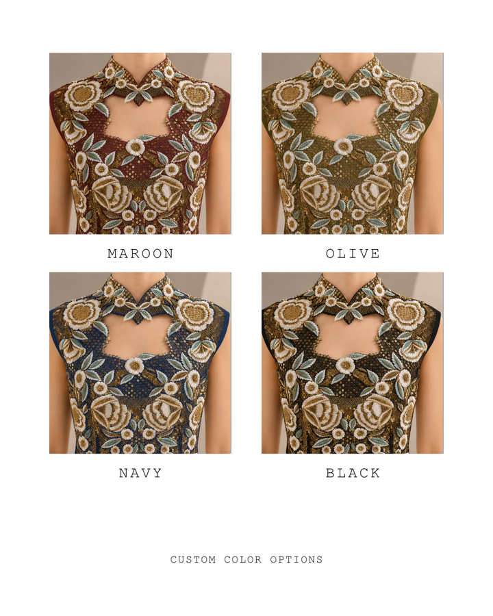 Asymmetric Peplum Embellished Gown