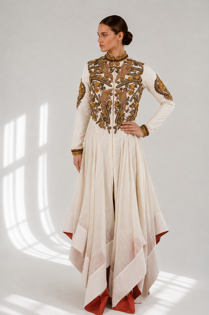 Asymmetric Fit &amp; Flare Embellished Gown