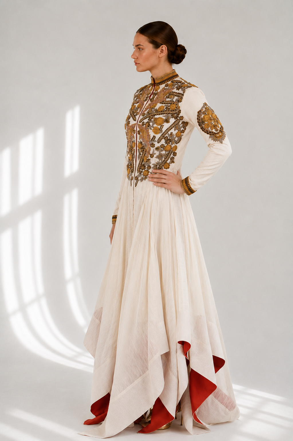 Asymmetric Fit & Flare Embellished Gown