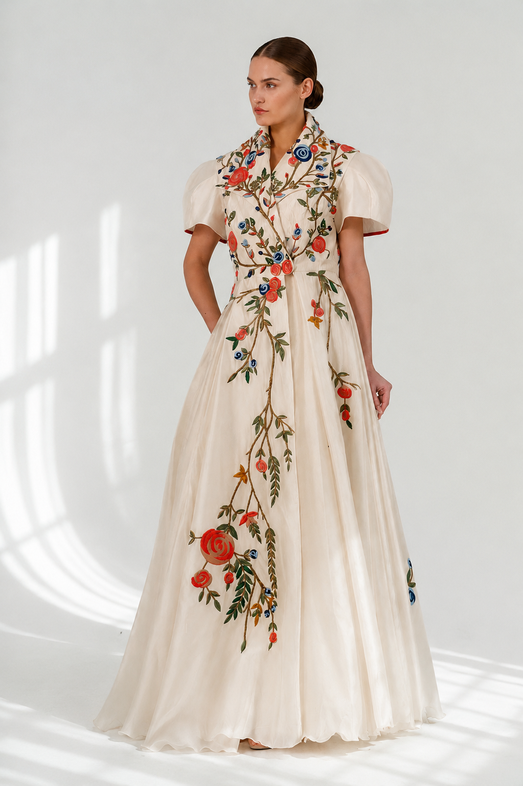 Puff-Sleeved Jacket Gown