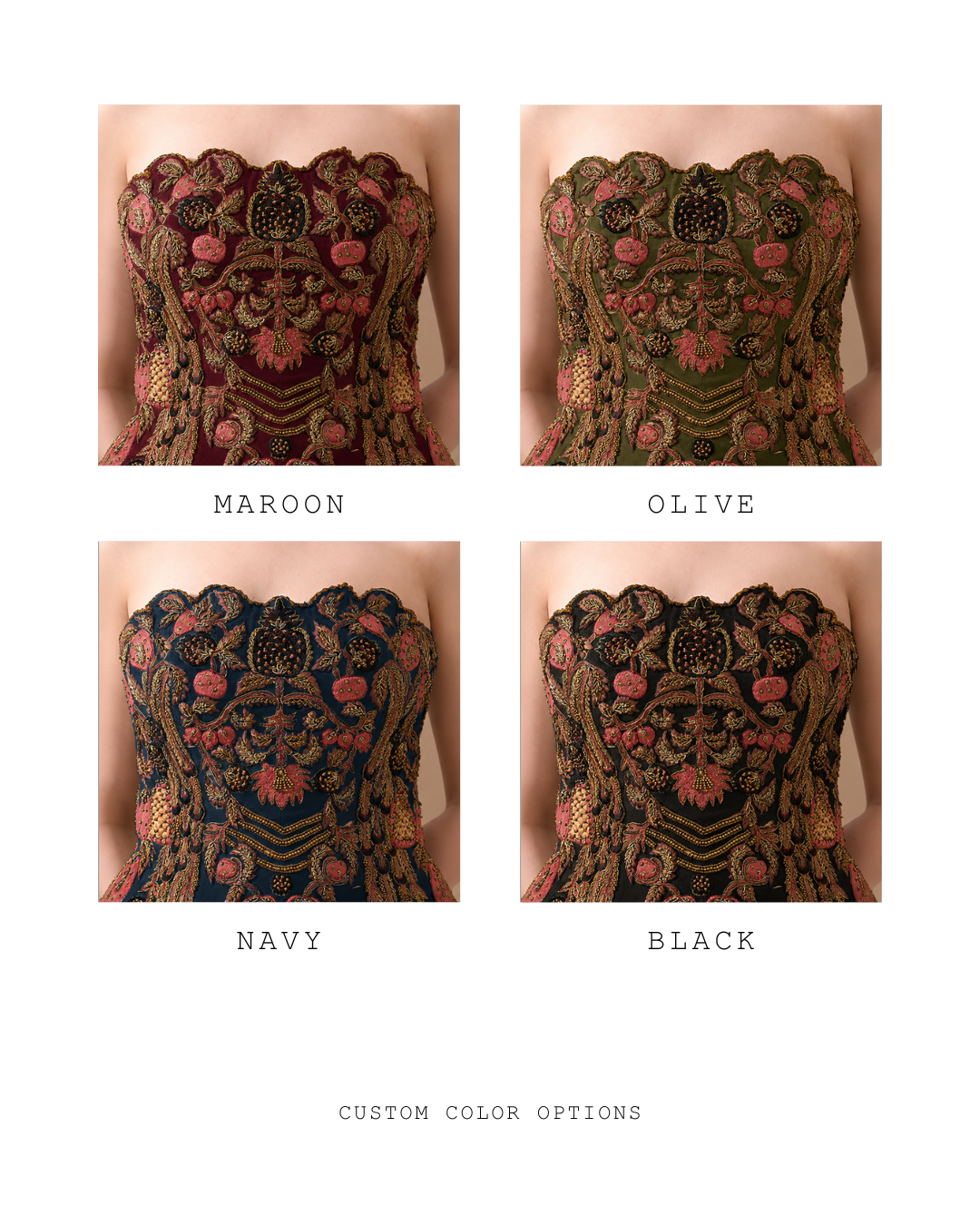 Soft Ivory Floral Embroidered Corset With Skirt