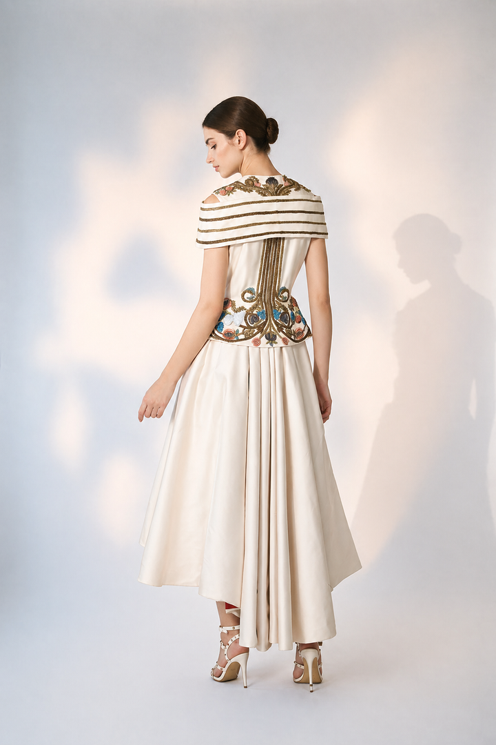 Overlap Embroidered Jacket Gown