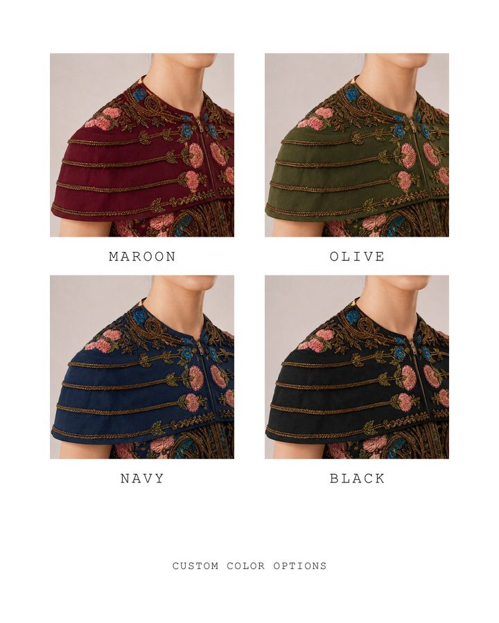 Overlap Embroidered Jacket Gown