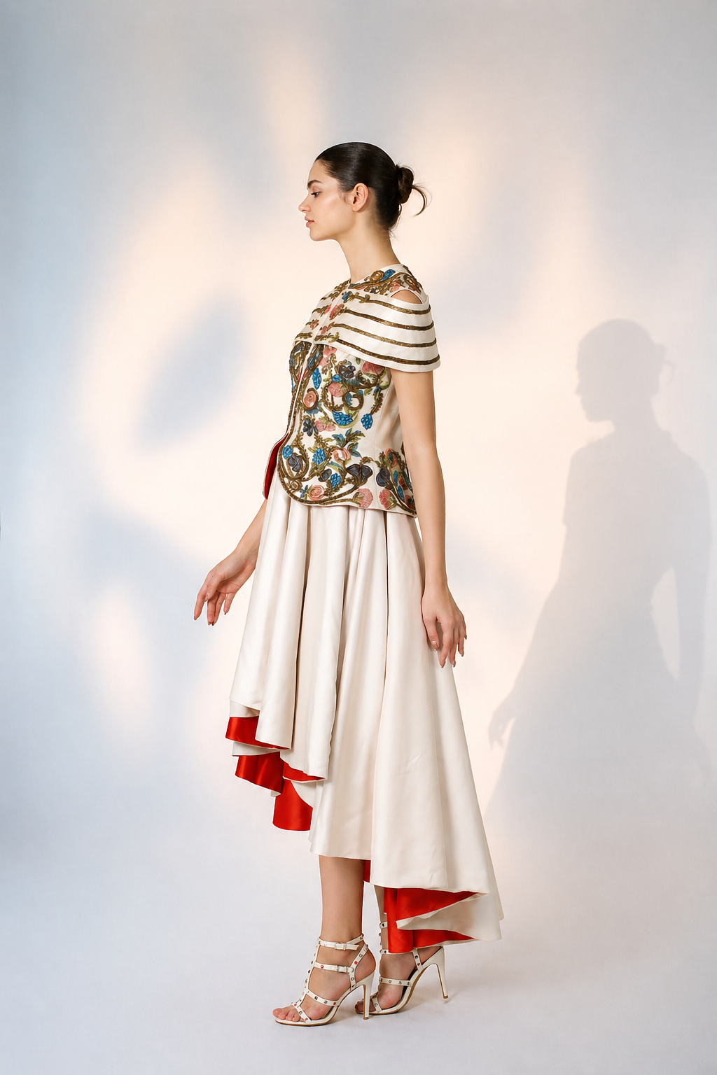 Overlap Embroidered Jacket Gown