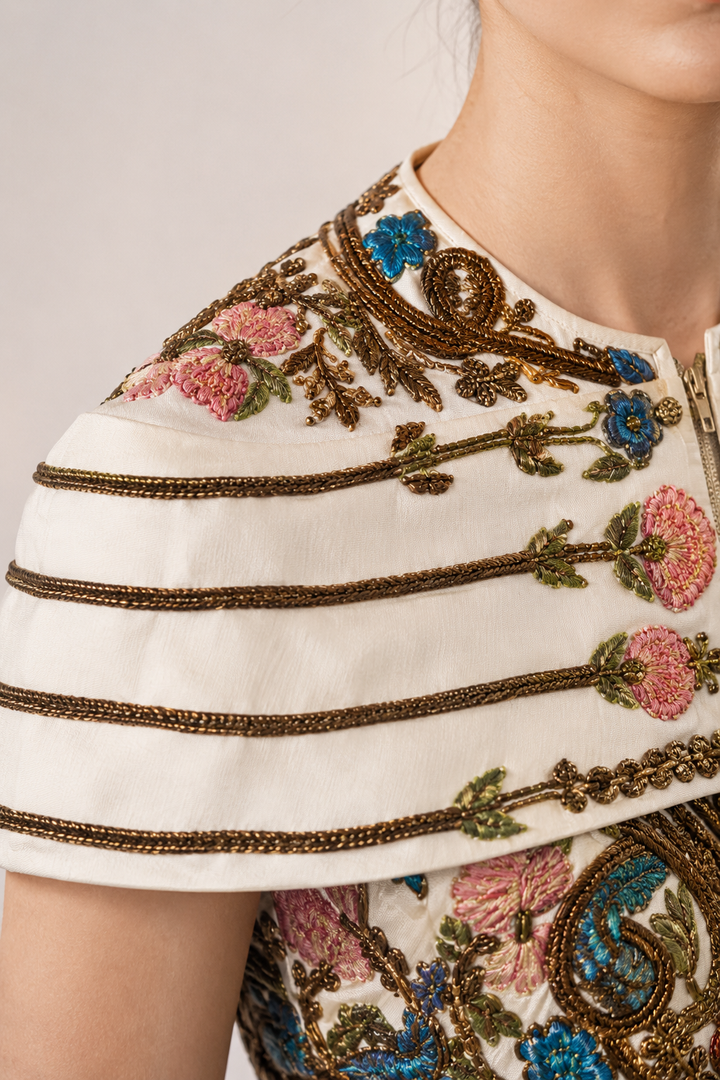 Overlap Embroidered Jacket Gown