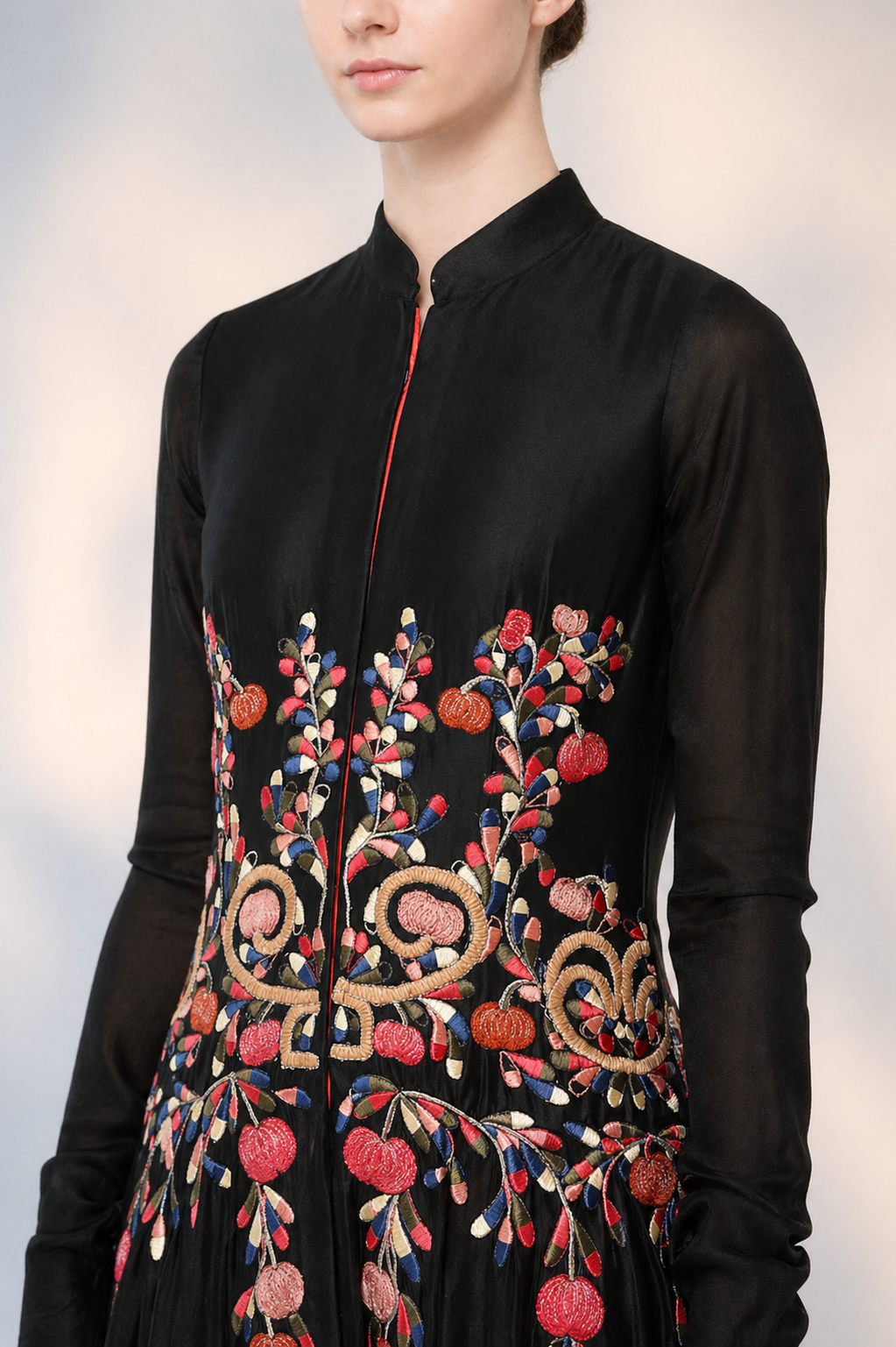 Front-opening Embroidered Gown