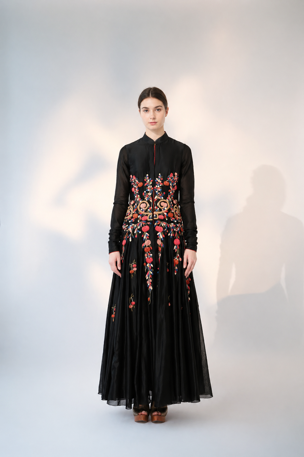 Front-opening Embroidered Gown