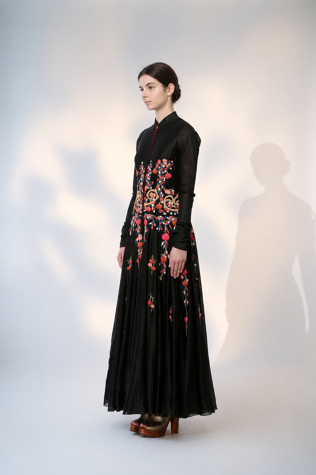 Front-opening Embroidered Gown