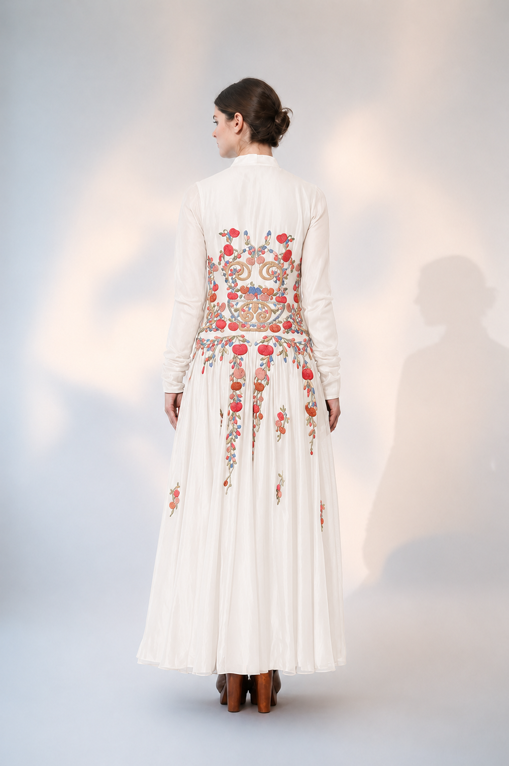 Front-Opening Embroidered Gown