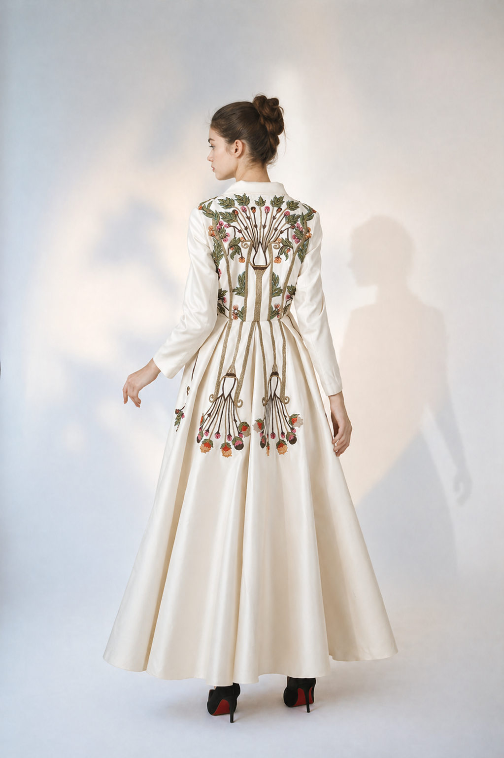 Ivory Regal Floral Flare Gown
