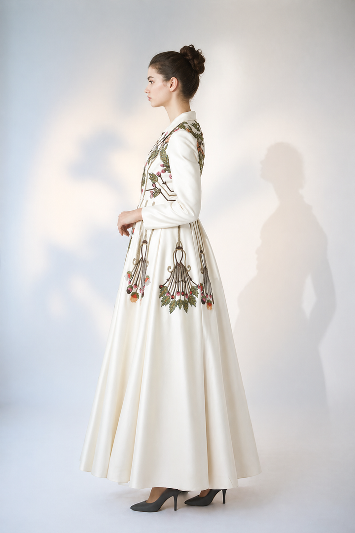 Ivory Regal Floral Flare Gown