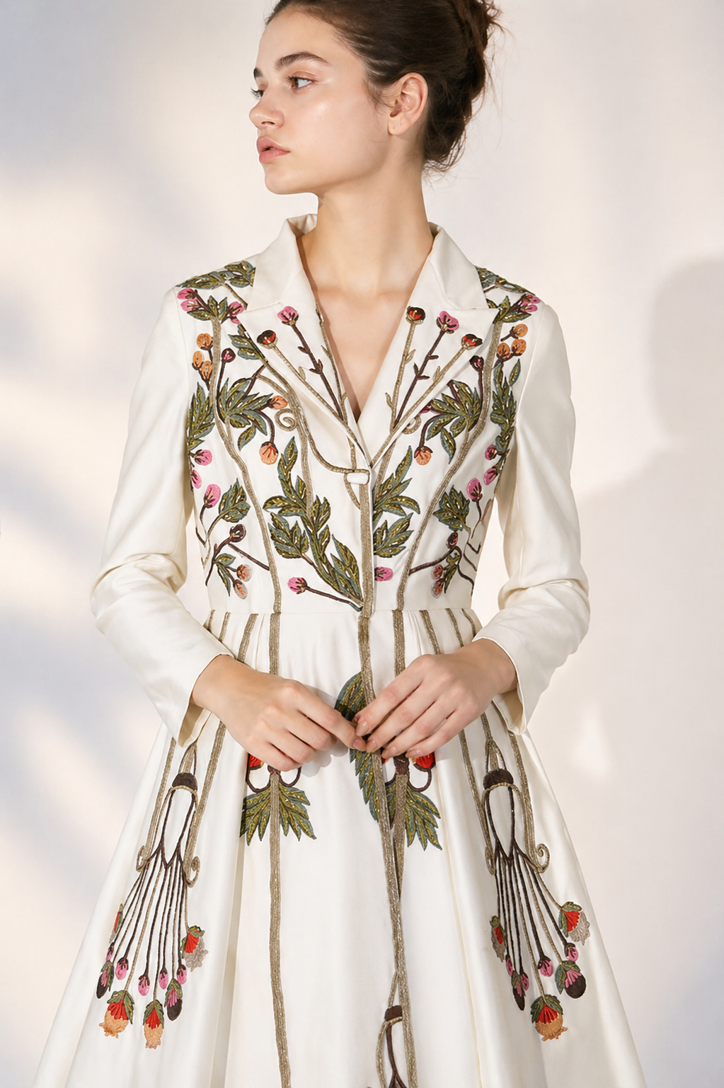Ivory Regal Floral Flare Gown