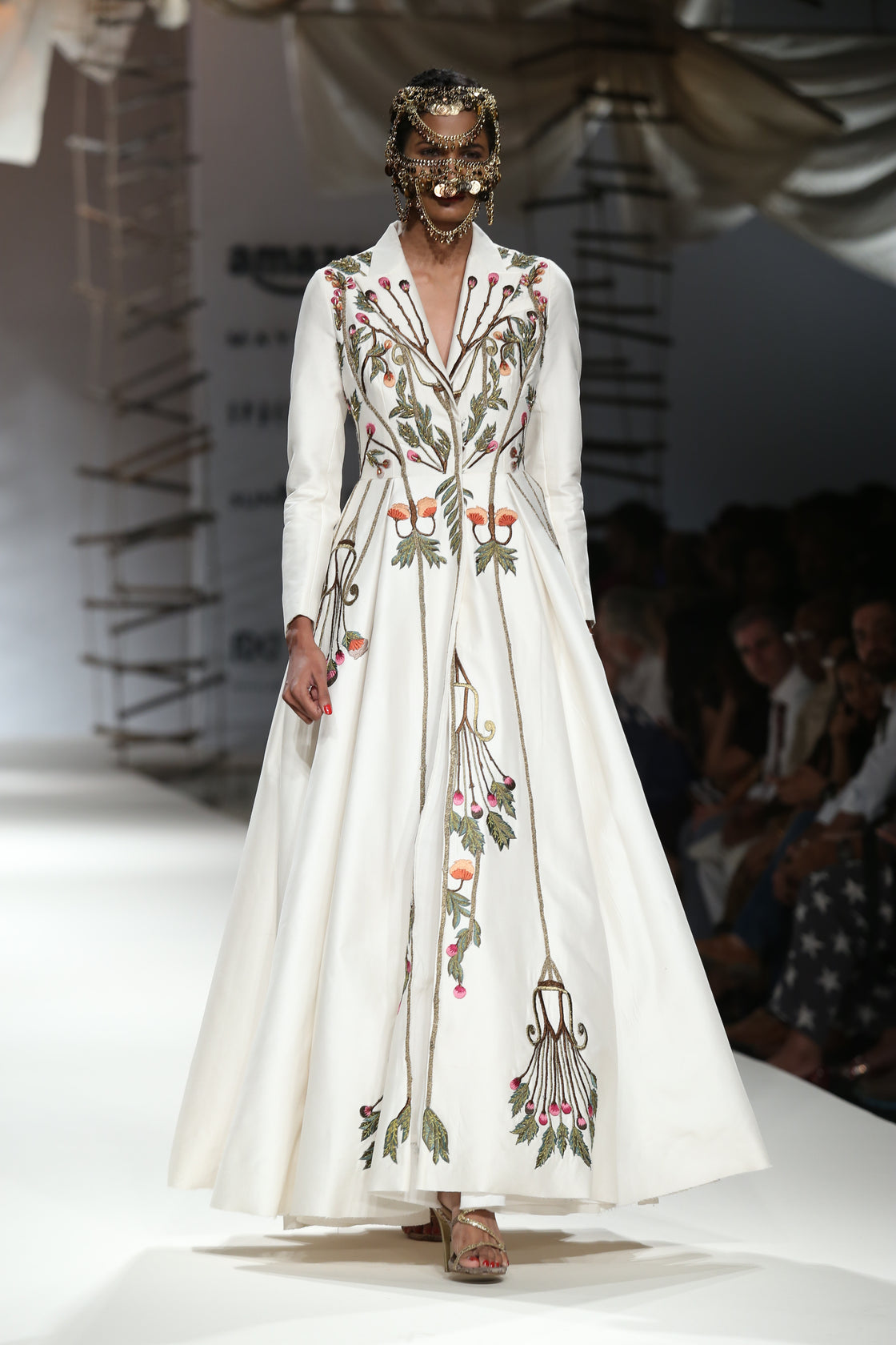 Ivory Regal Floral Flare Gown