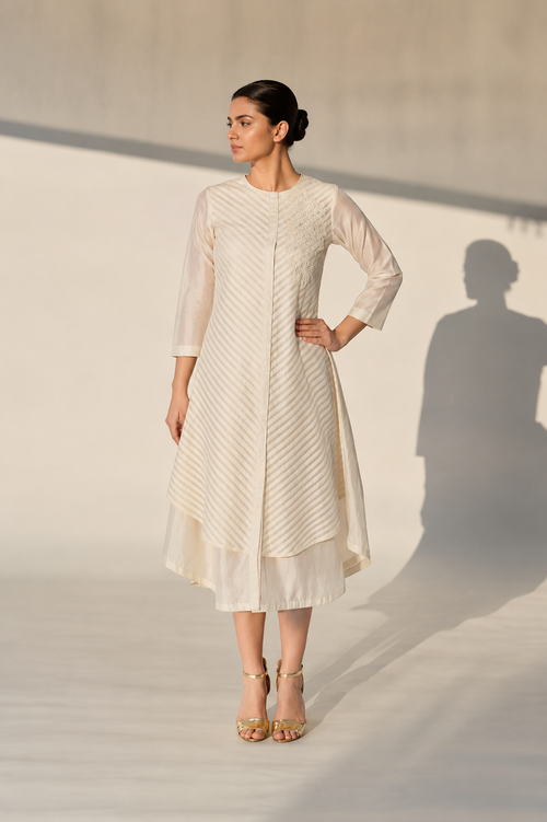 Ivory front-opening kurta