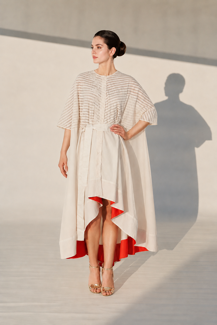 Ivory High-Low Kaftan Dress