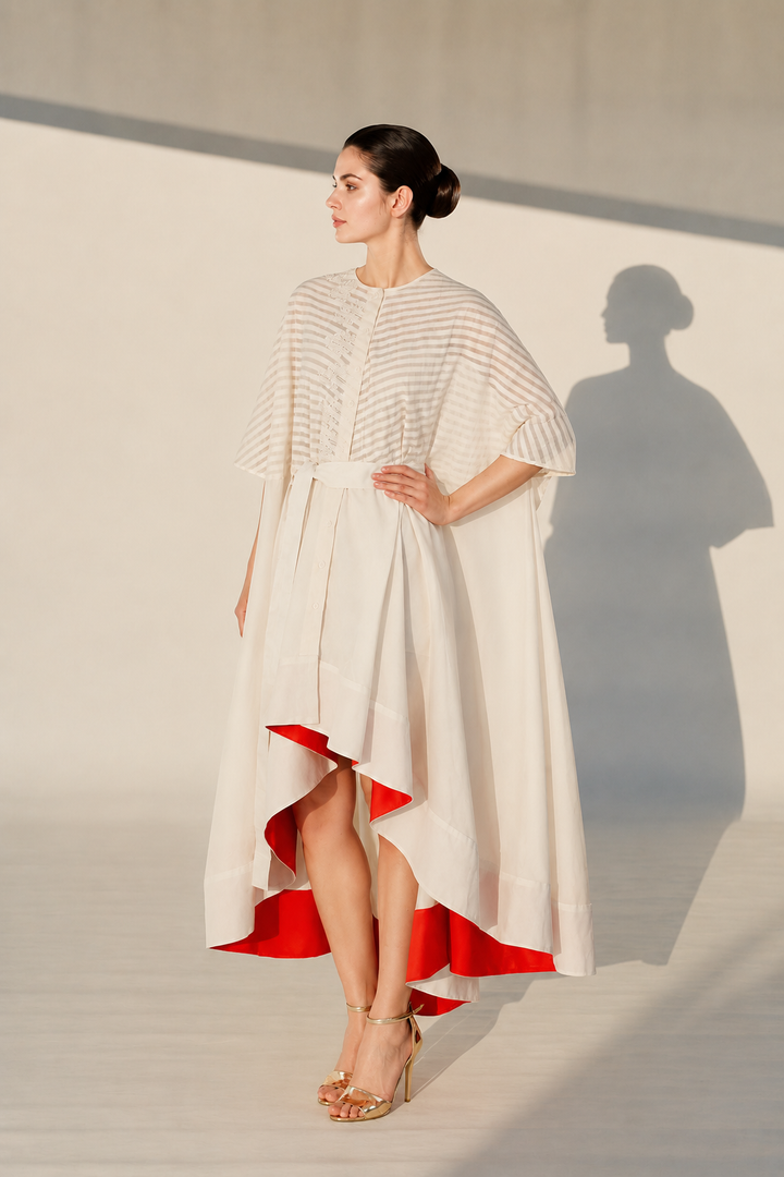 Ivory High-Low Kaftan Dress