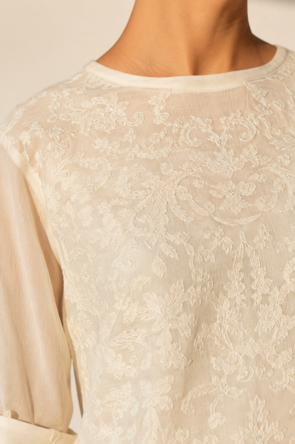 Tone-On-Tone Embroidered Kurta
