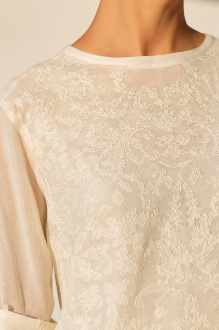 Tone-On-Tone Embroidered Kurta