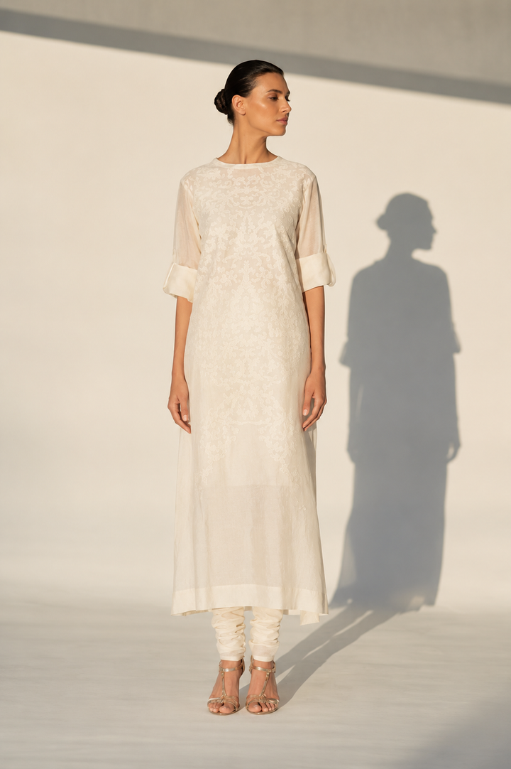 Tone-On-Tone Embroidered Kurta