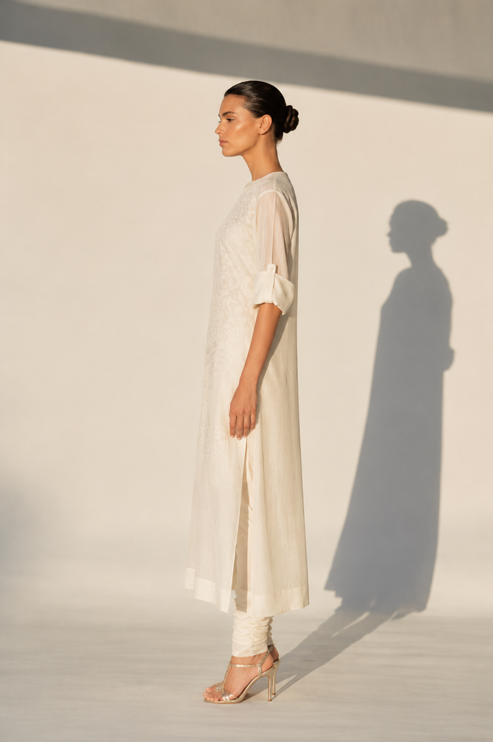 Tone-On-Tone Embroidered Kurta