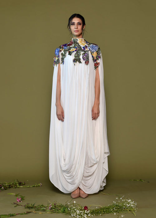 Emanate ethereal grace in multi color work Kaftan dress