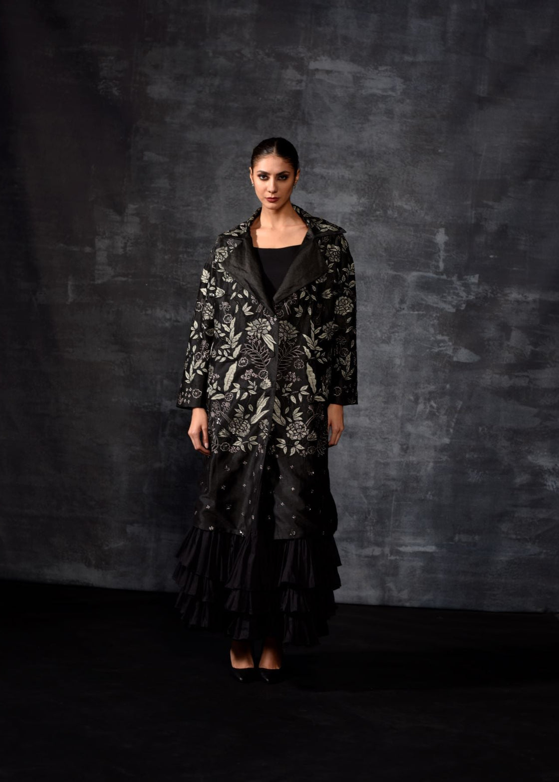 Chic Embroidered Longline Jacket