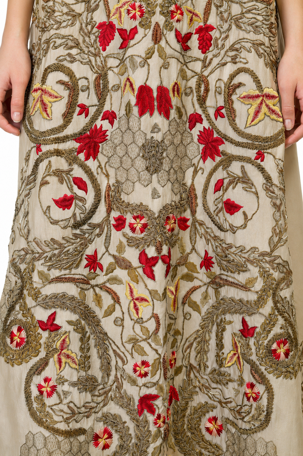 Beige Embroidered Long Kurta