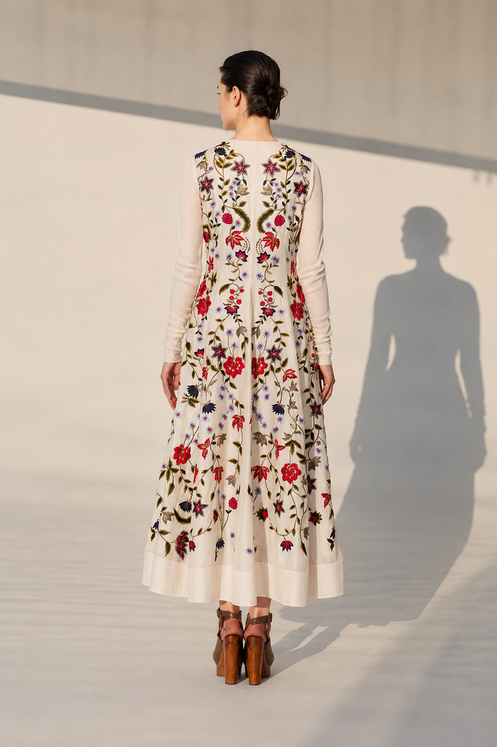 Front-Opening Top-Stitch Embroidered Kurta