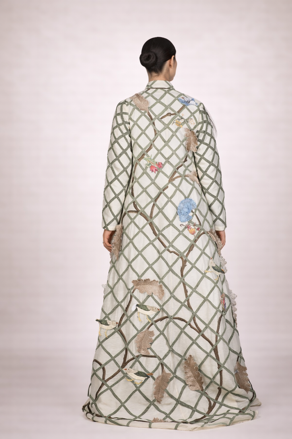 Cotton Silk Jacket With A Cotton Slip And Net Ombre Dress Inside