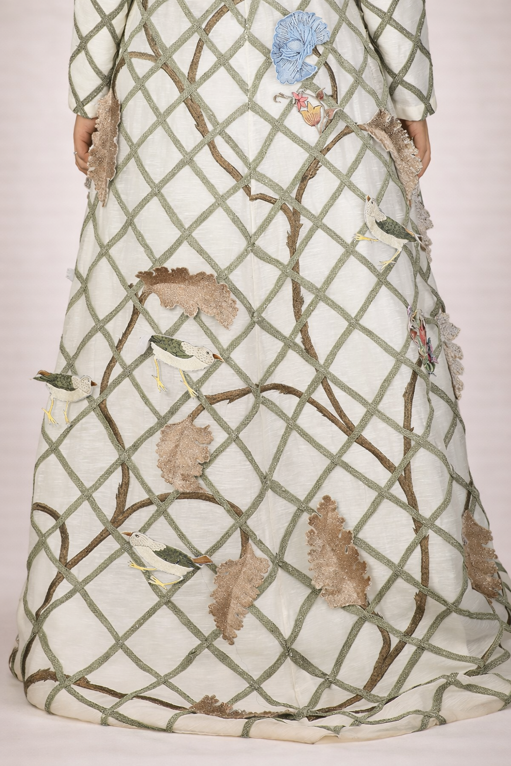 Cotton Silk Jacket With A Cotton Slip And Net Ombre Dress Inside
