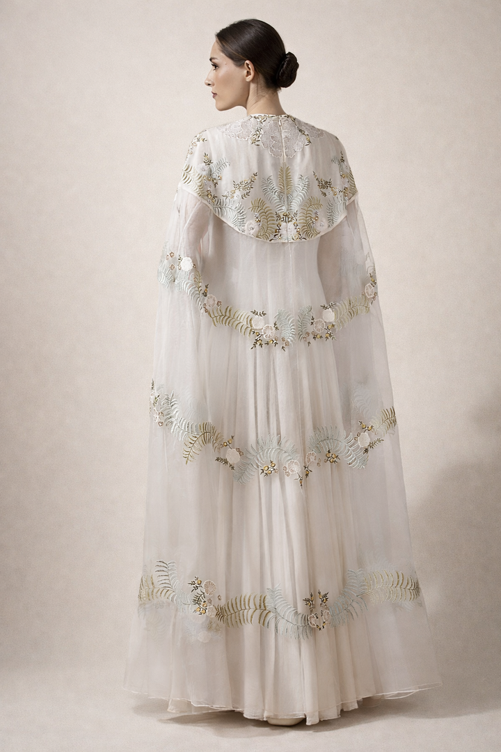 Off-White Short-Length Kaftan In Sheer Organza Silk