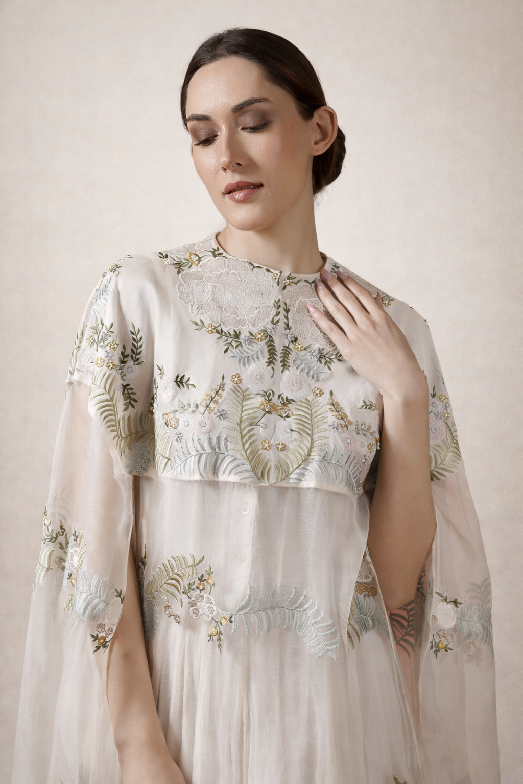Off-White Short-Length Kaftan In Sheer Organza Silk