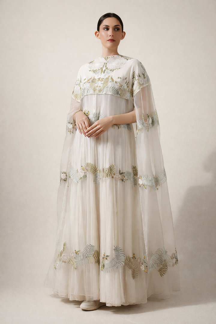 Off-White Short-Length Kaftan In Sheer Organza Silk