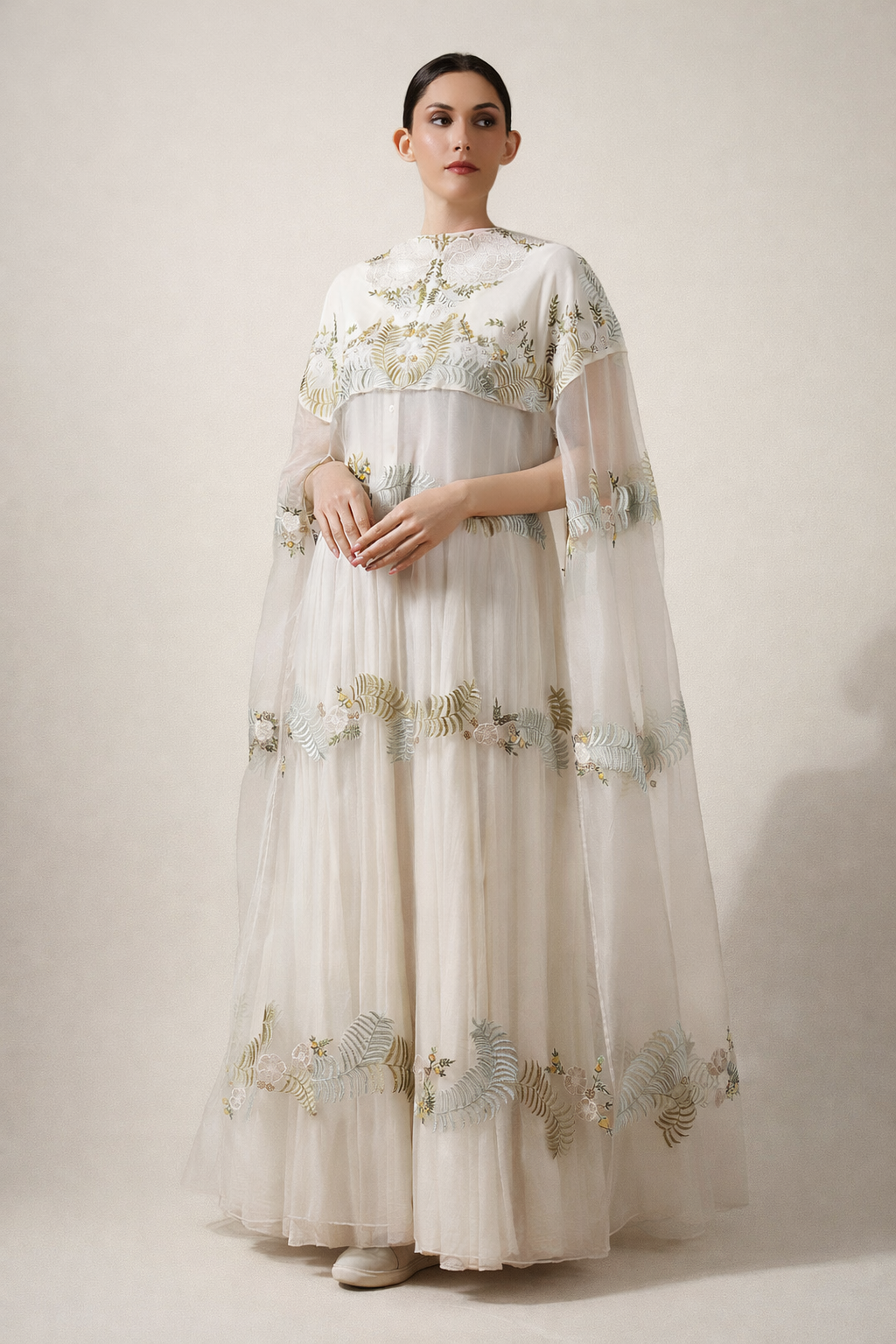 Off-White Short-Length Kaftan In Sheer Organza Silk