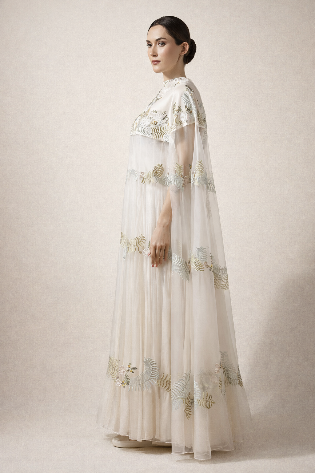 Off-White Short-Length Kaftan In Sheer Organza Silk