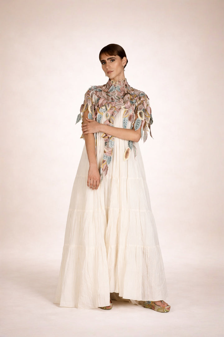 Cotton Tier Dress In Ivory