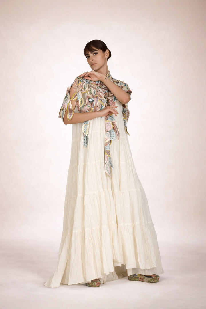 Cotton Tier Dress In Ivory