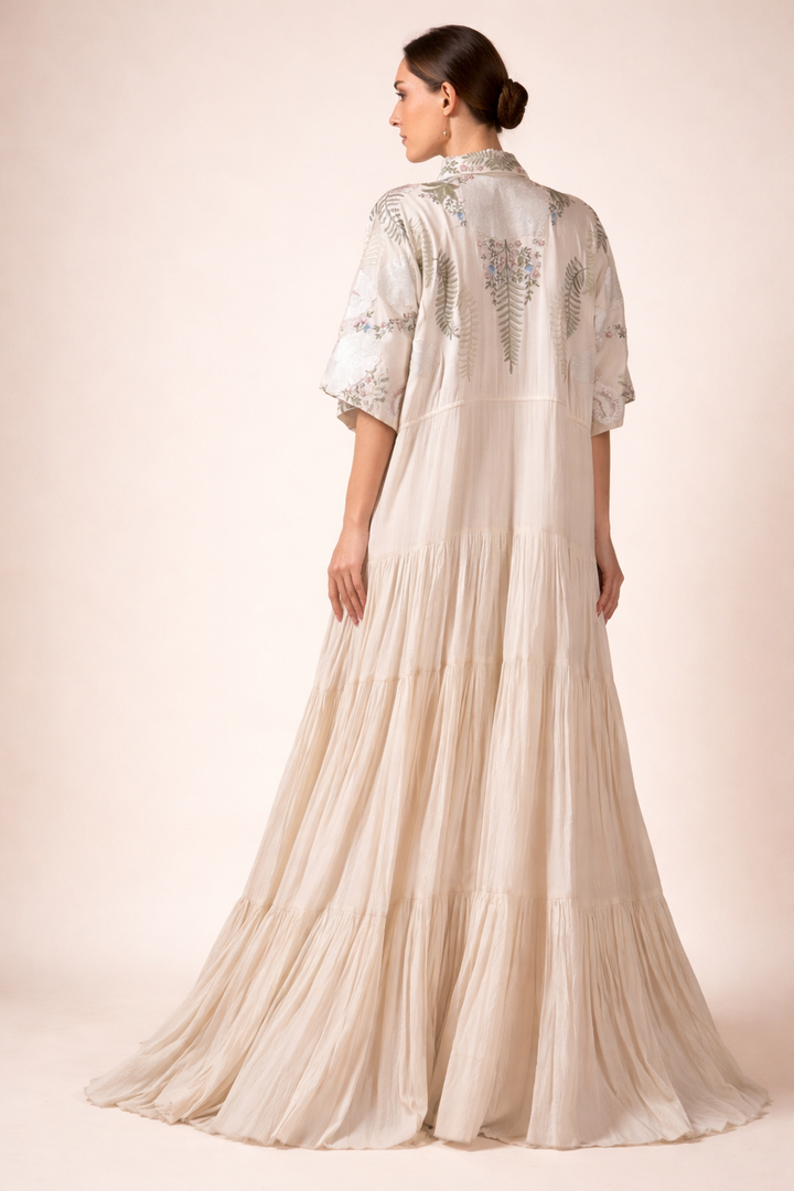 Ivory Cotton Silk Kaftan Dress