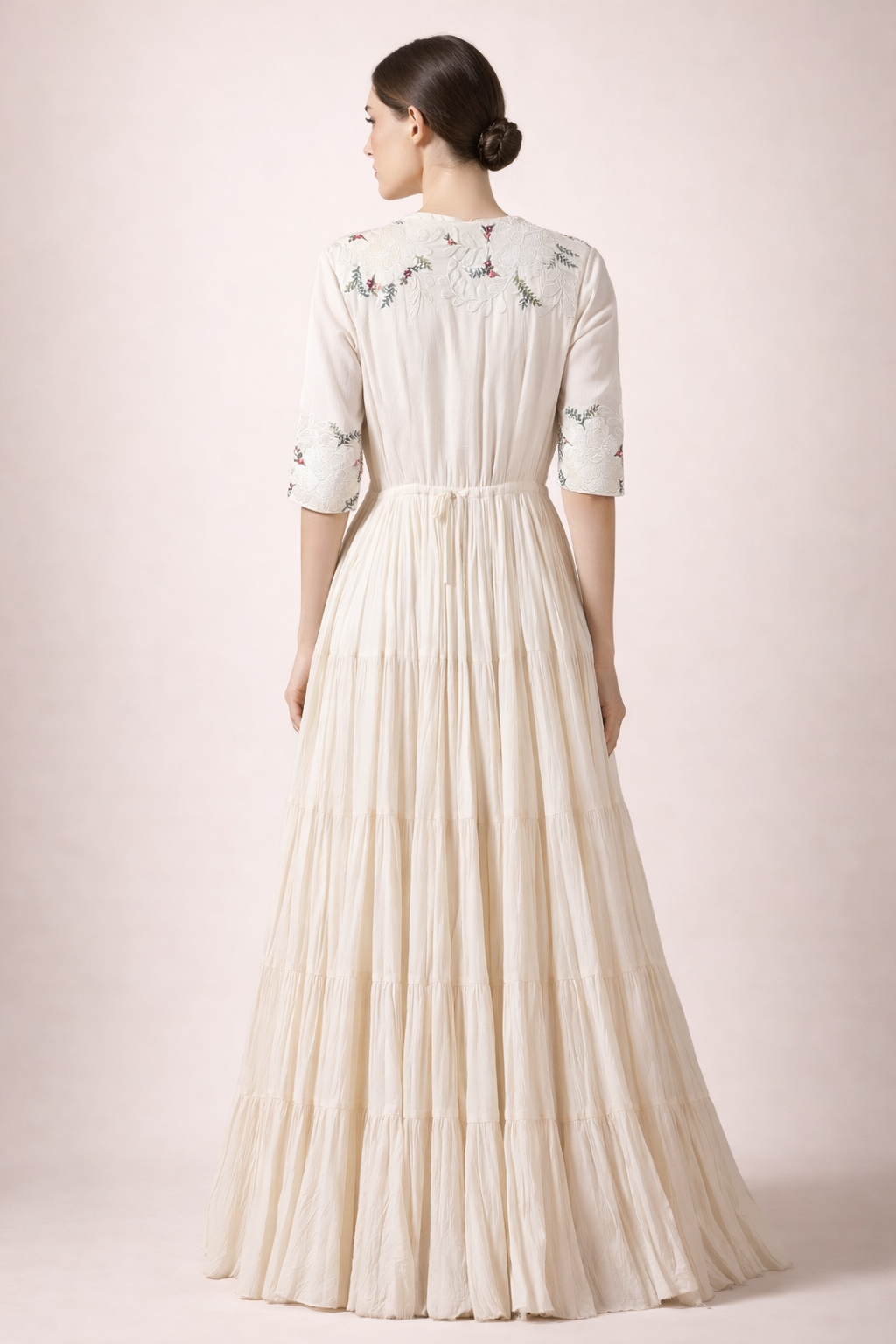 Off-White Cotton Silk And Cotton Jacket Dress Set