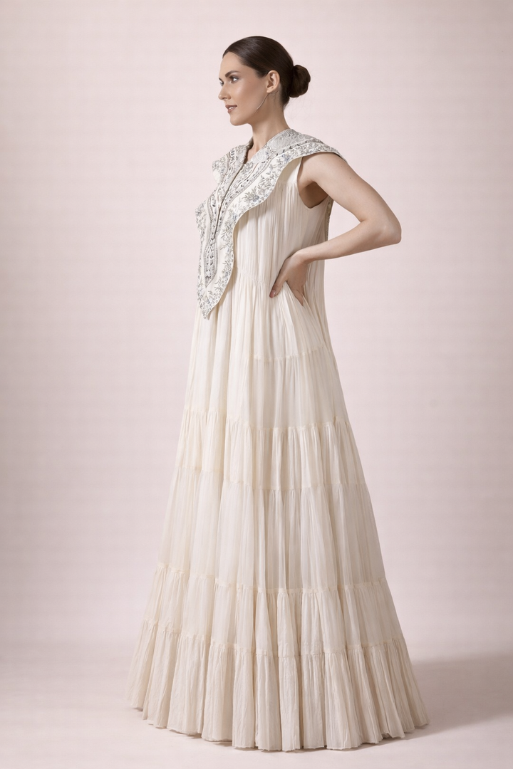 Refined Off-White Floor-Length Dress
