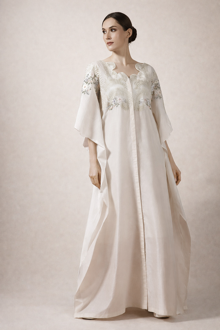 Off-White Short-Length Kaftan In Airy Organza Silk
