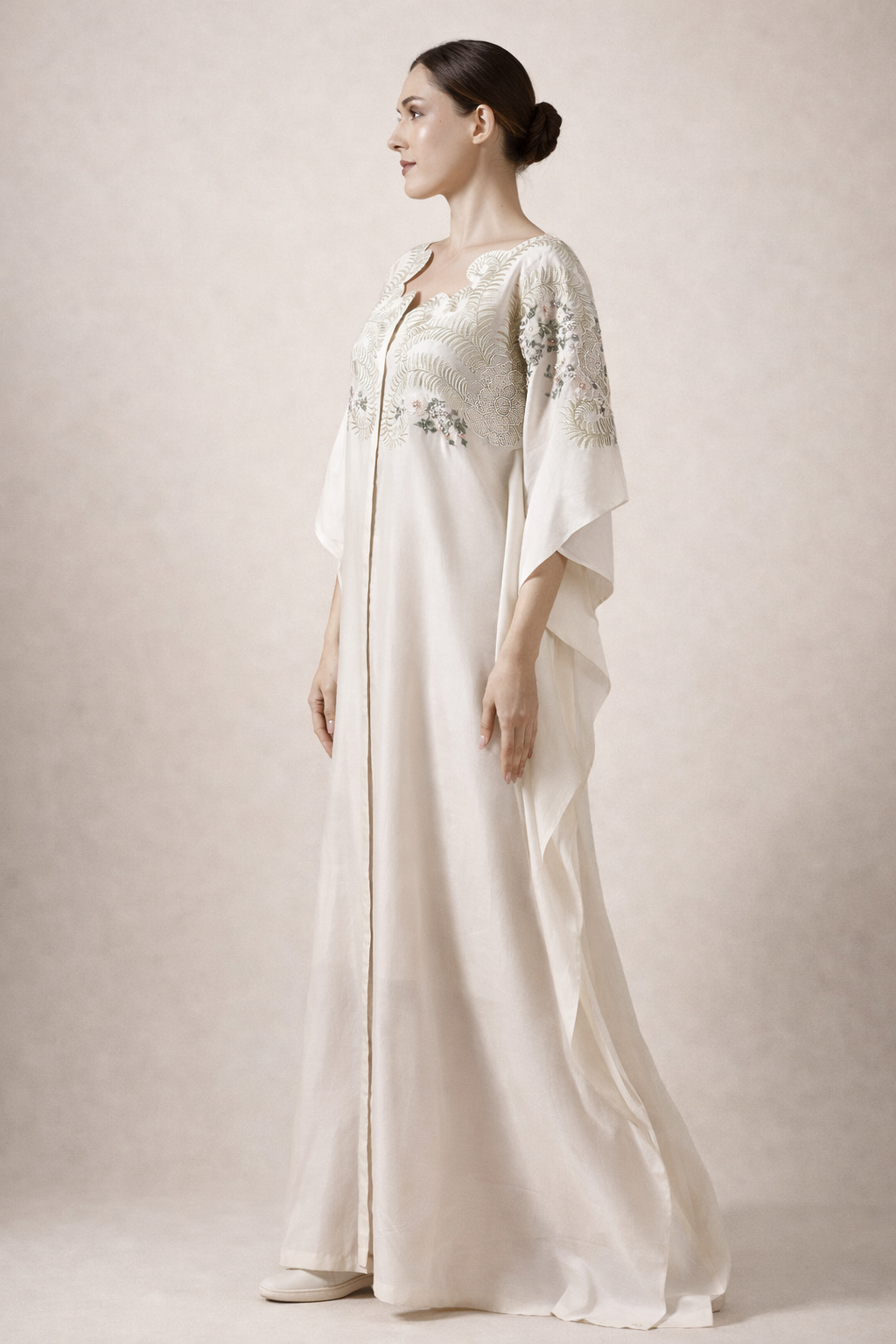 Off-White Short-Length Kaftan In Airy Organza Silk
