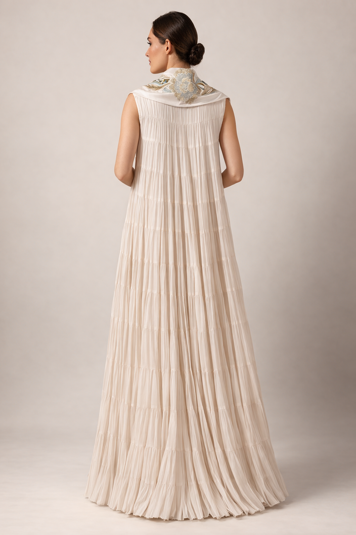 Ivory Long Dress Crafted In A Soft Cotton Silk