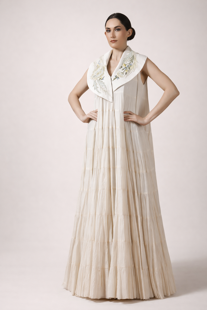 Ivory Long Dress Crafted In A Soft Cotton Silk