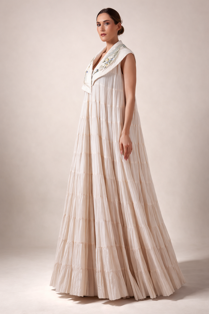 Ivory Long Dress Crafted In A Soft Cotton Silk