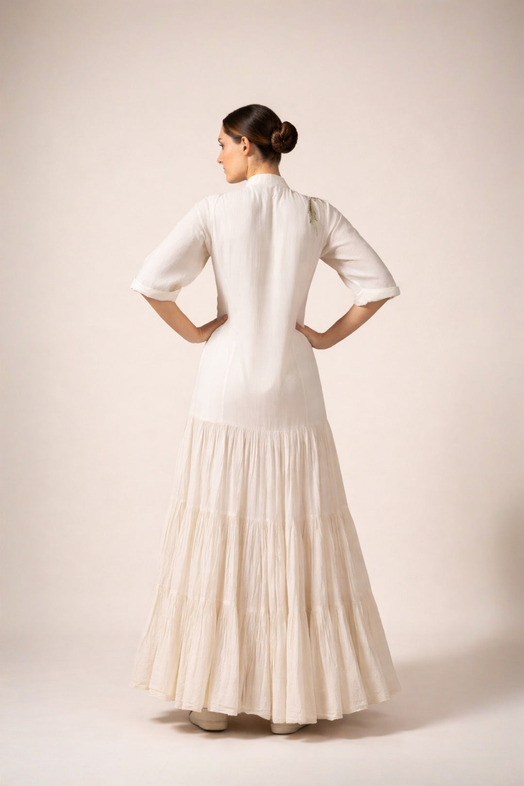 Ivory Tier Dress Enhance With Embroidery