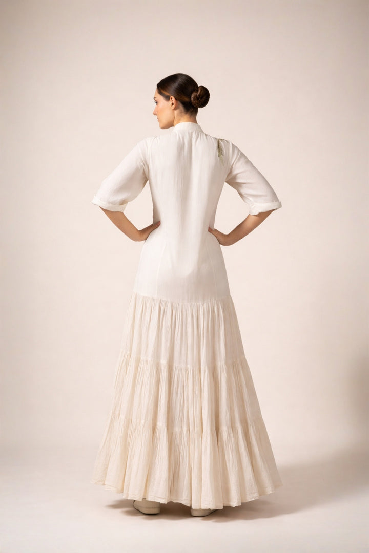 Ivory Tier Dress Enhance With Embroidery