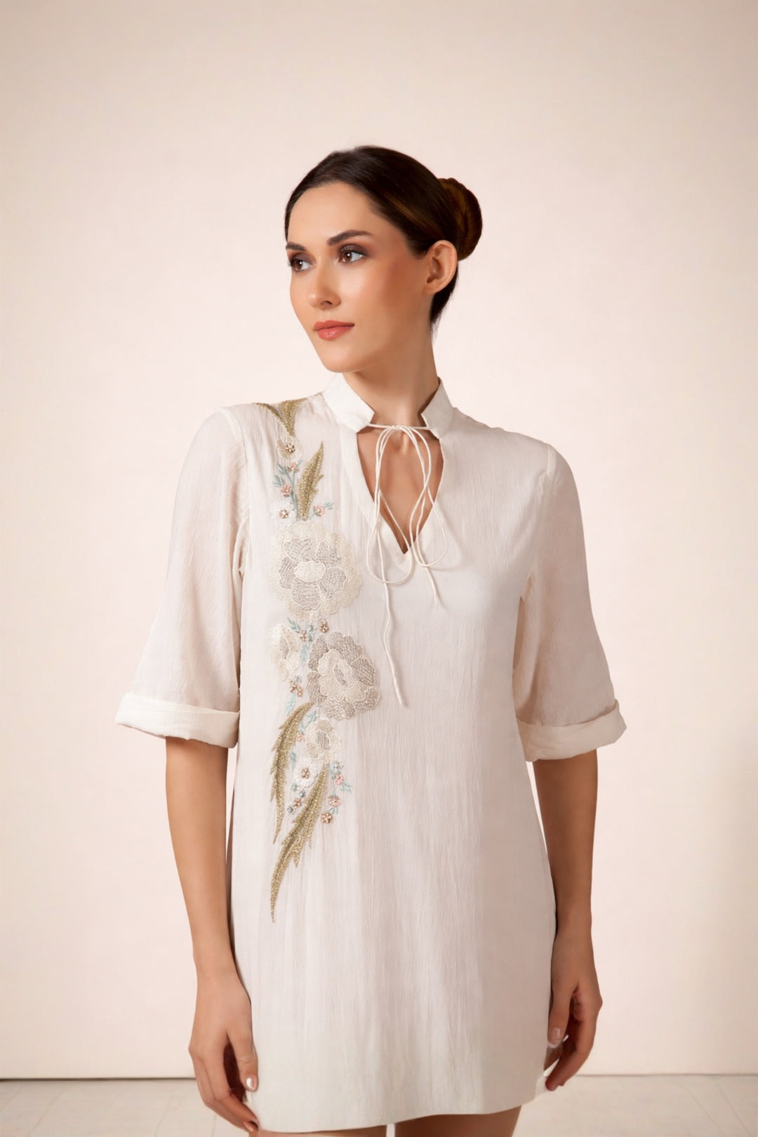 Ivory Tier Dress Enhance With Embroidery